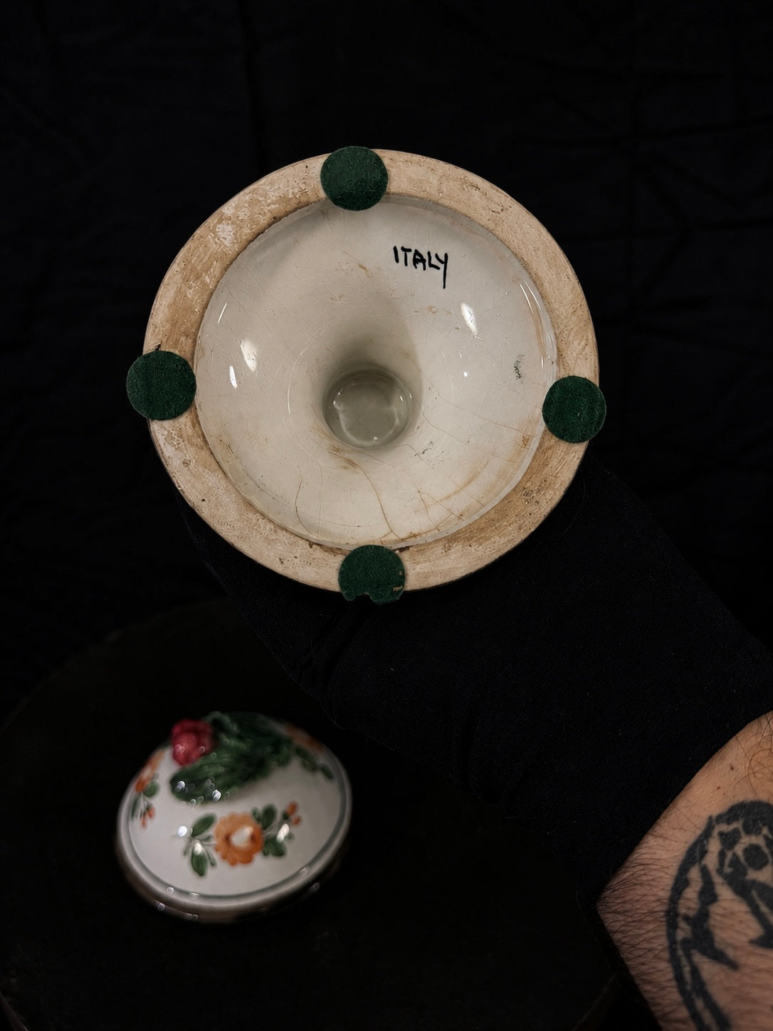 Vintage Italian Apothecary Urn "Pulvis Cachecticus" Satyr / Devil Faces
