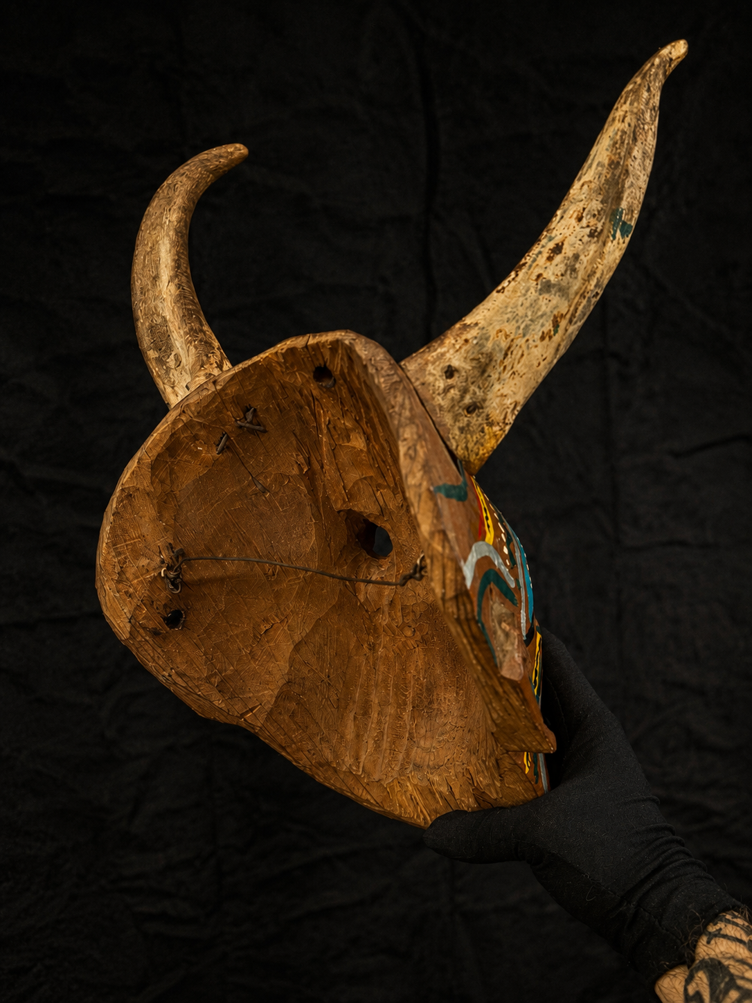Mid-Century Mexican Diablo Mask w/ Real Goat Horns