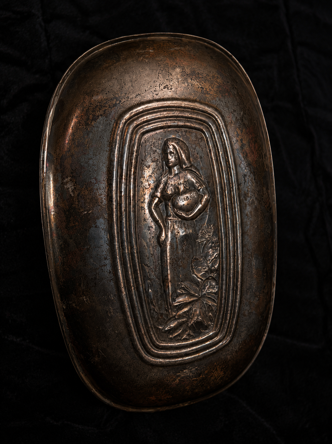 Mid-Century Repoussé Metal Serving Tray