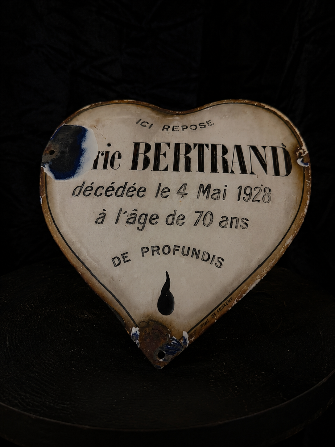Antique French Memento Mori Grave Marker (1928)