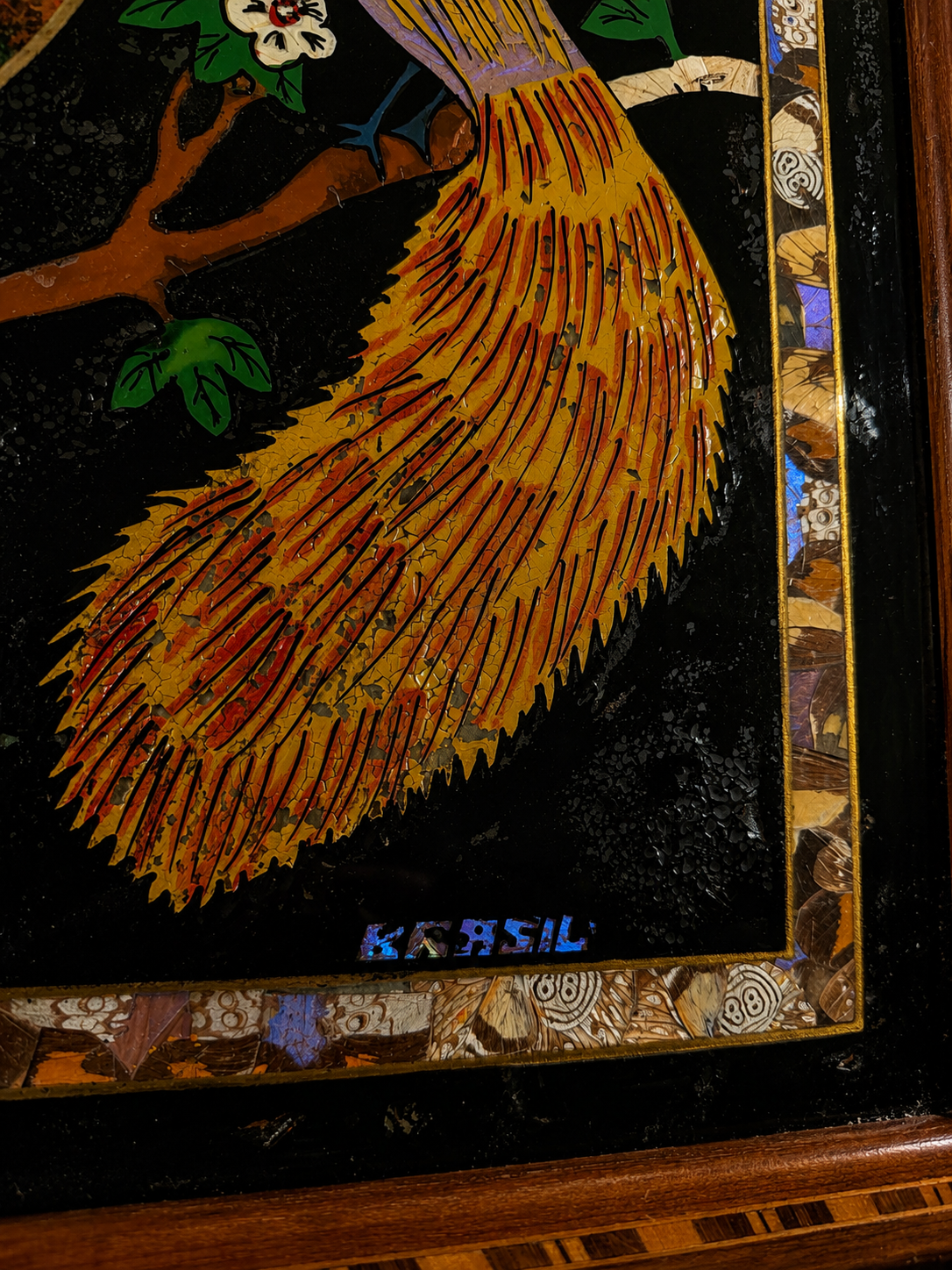 Vintage Brazilian Butterfly & Moth Wing Art Serving Tray