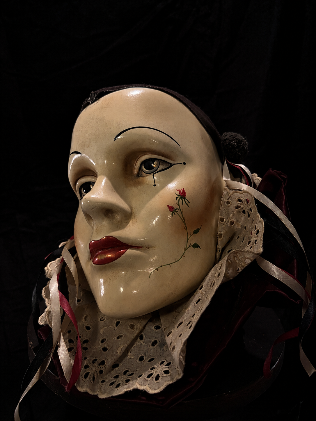 Vintage Pierrot Wall Mask / Hanging Bust