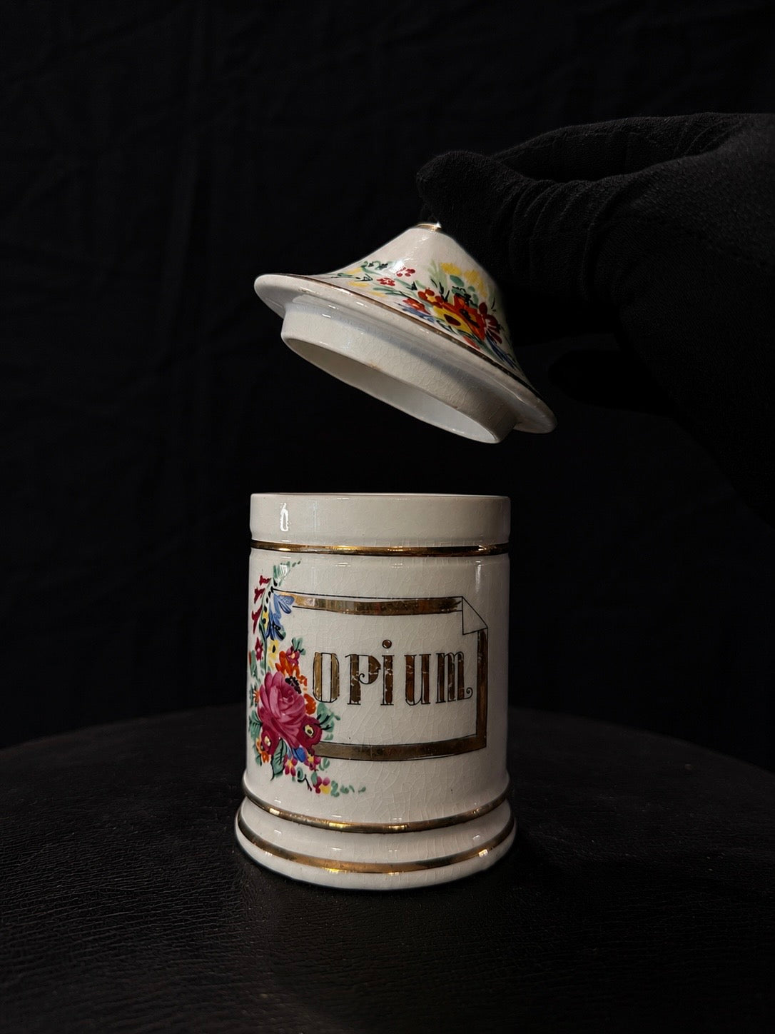 Early French Porcelain "OPIUM" Apothecary Jar