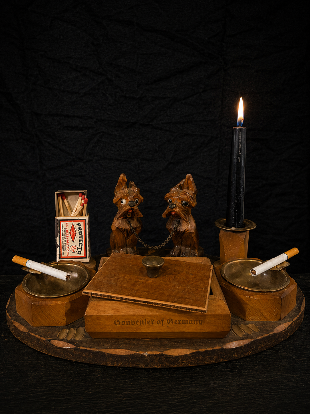 Vintage Folk Art Smoking Companion Set