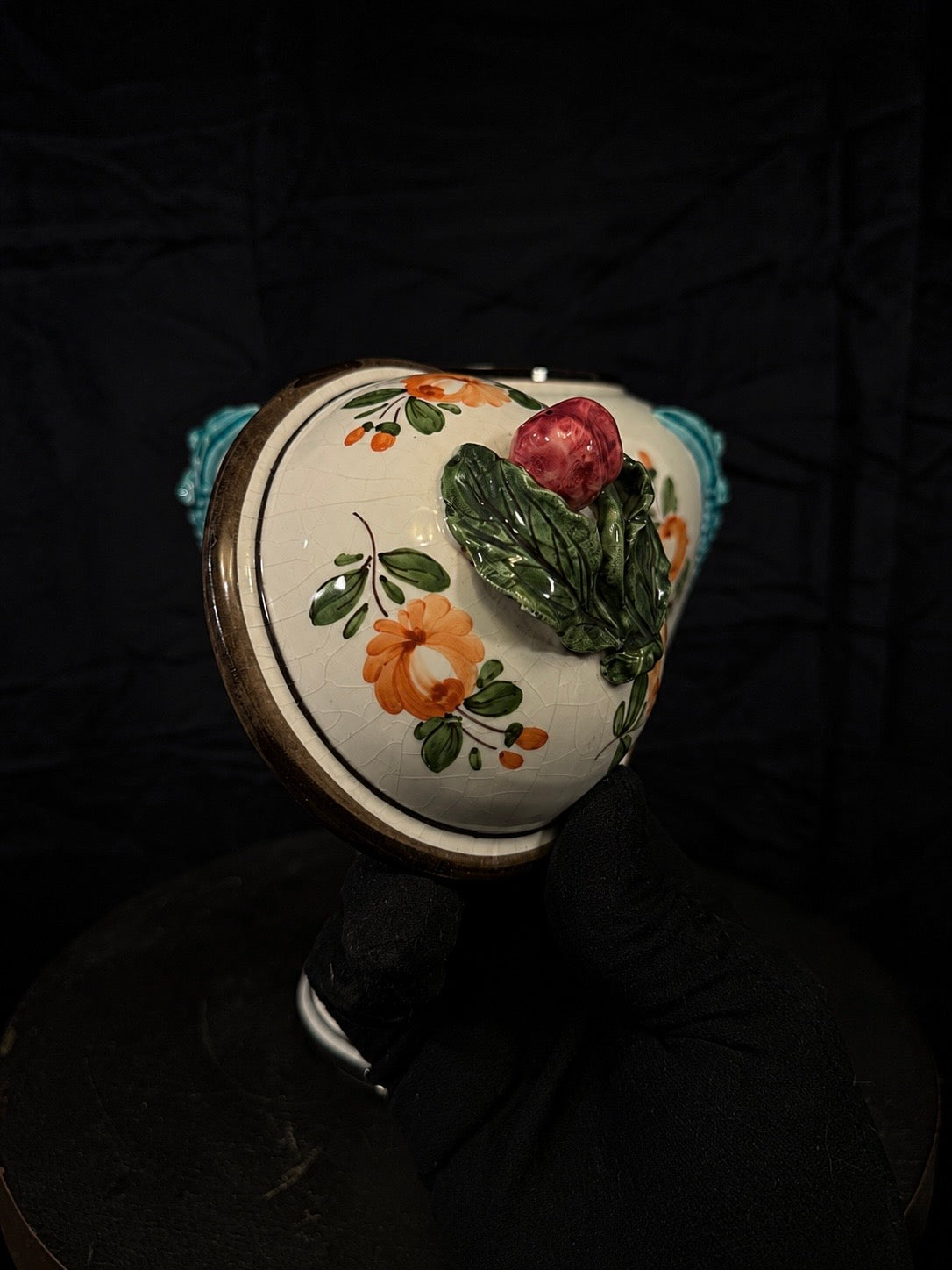Vintage Italian Apothecary Urn "Pulvis Cachecticus" Satyr / Devil Faces