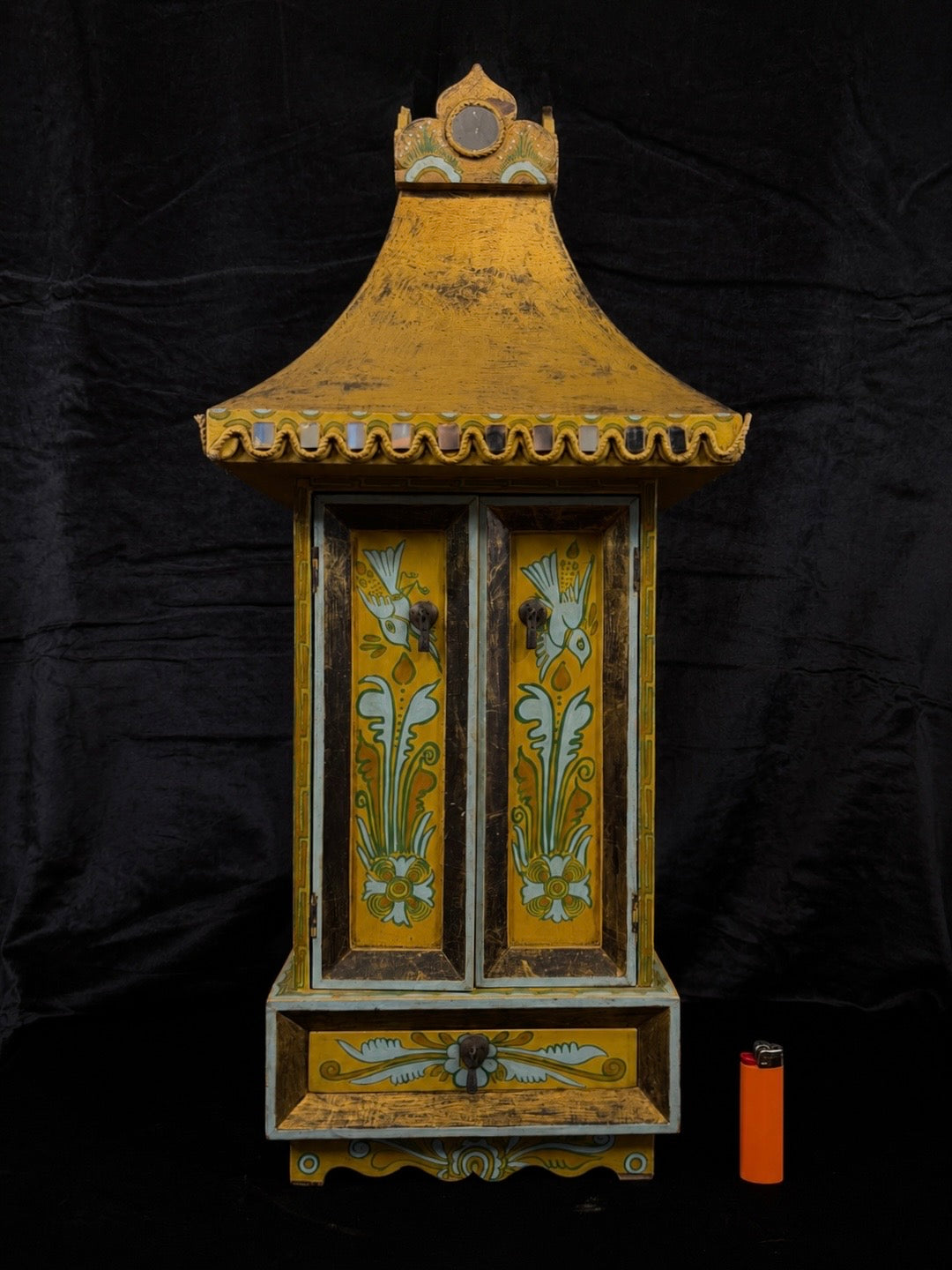 Vintage Mirrored Shrine Wall Cabinet