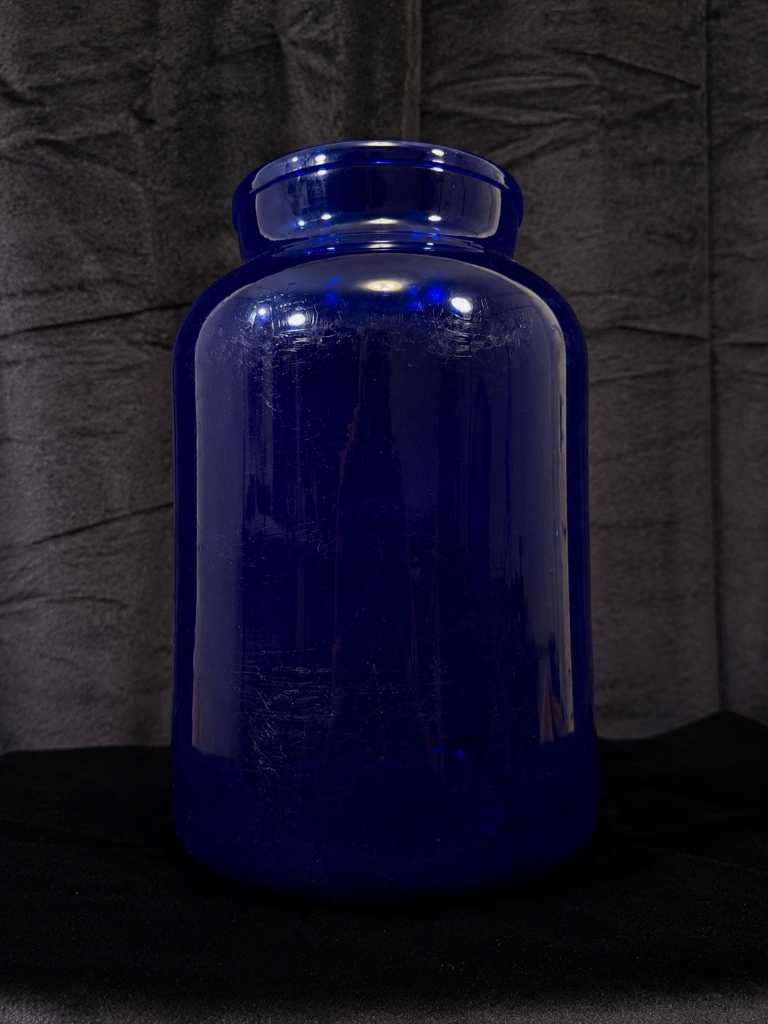 Oversized Cobalt Blue Glass “Hashish” Apothecary Jar