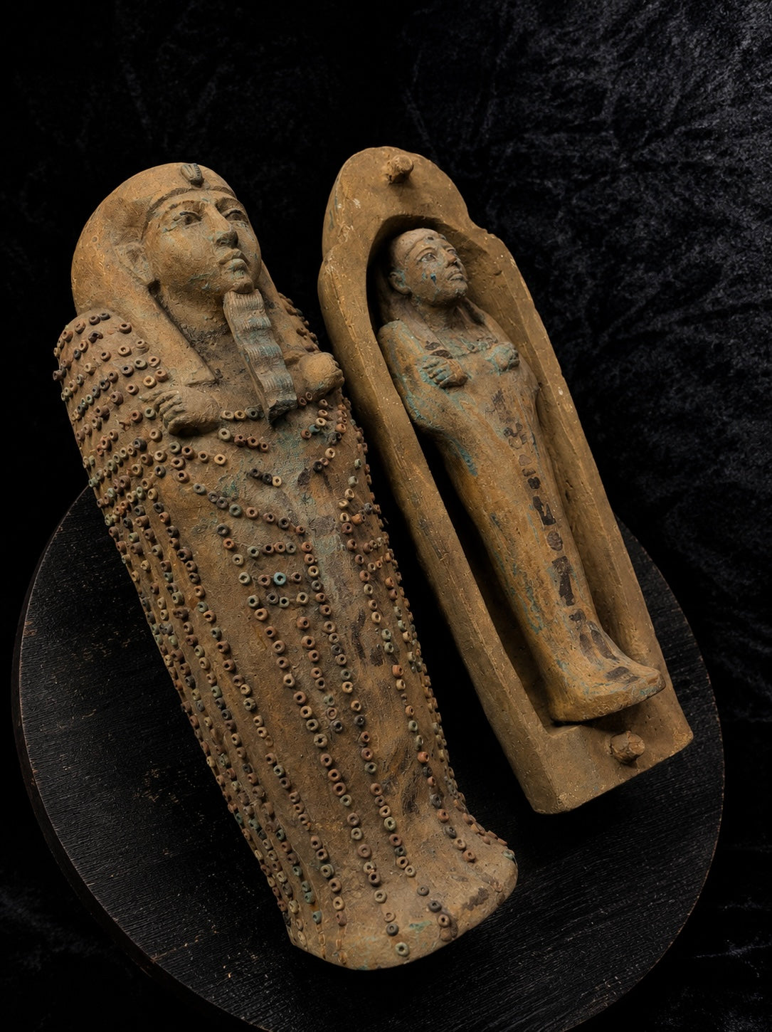 Egyptian Funerary Sarcophagus with Mummiform Figure