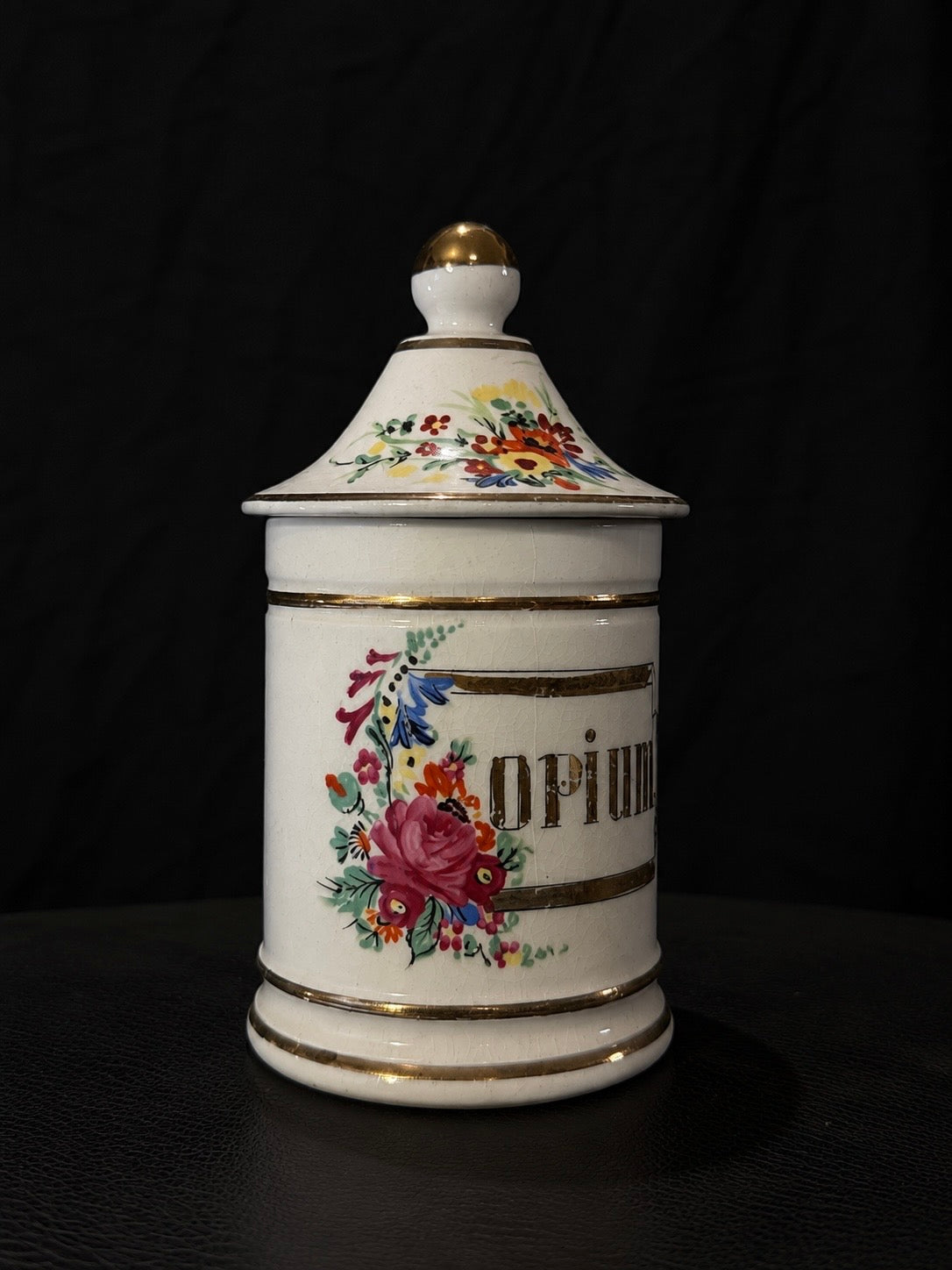 Early French Porcelain "OPIUM" Apothecary Jar