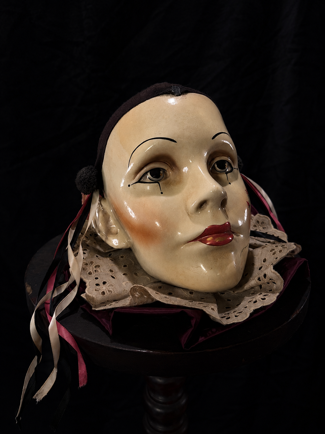 Vintage Pierrot Wall Mask / Hanging Bust