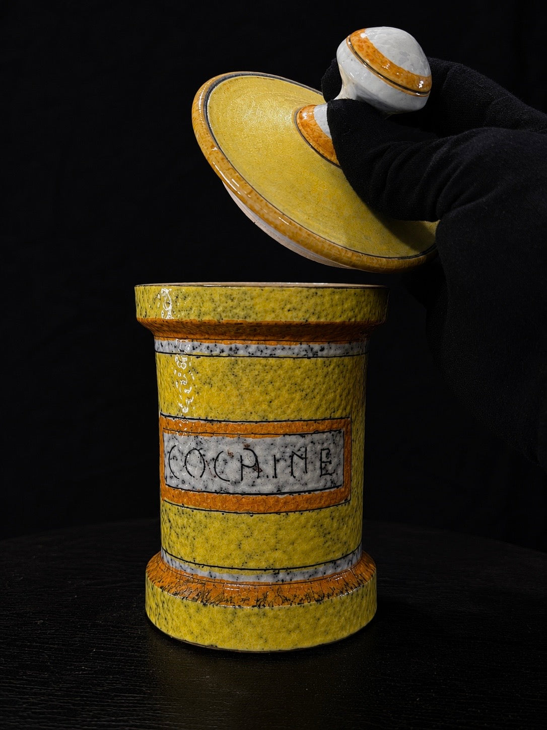 Mid-Century Italian Earthenware Apothecary Jar “COCAINE”