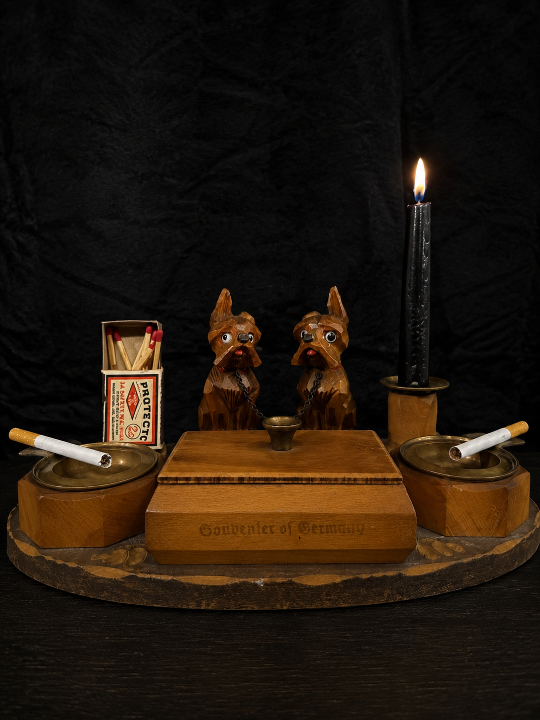 Vintage Folk Art Smoking Companion Set