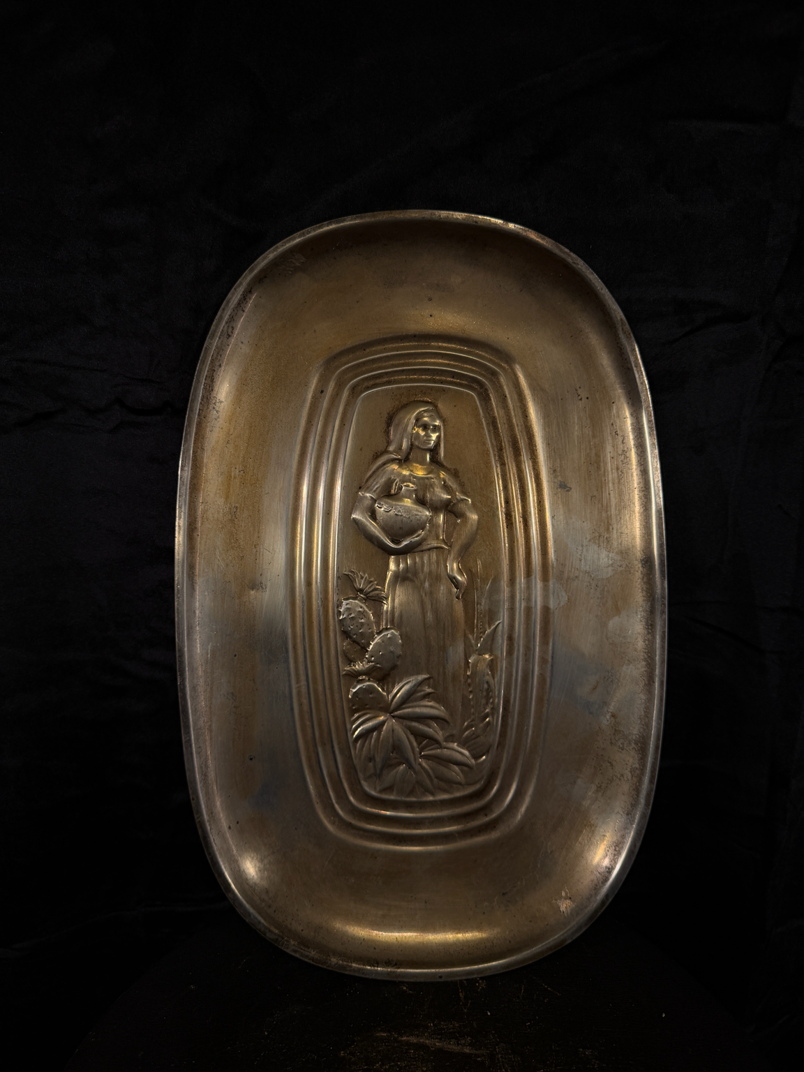 Mid-Century Repoussé Metal Serving Tray