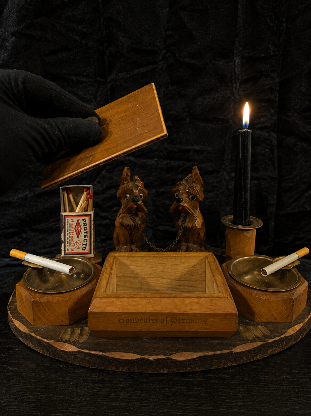 Vintage Folk Art Smoking Companion Set