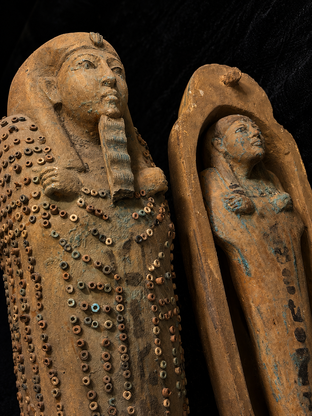 Egyptian Funerary Sarcophagus with Mummiform Figure