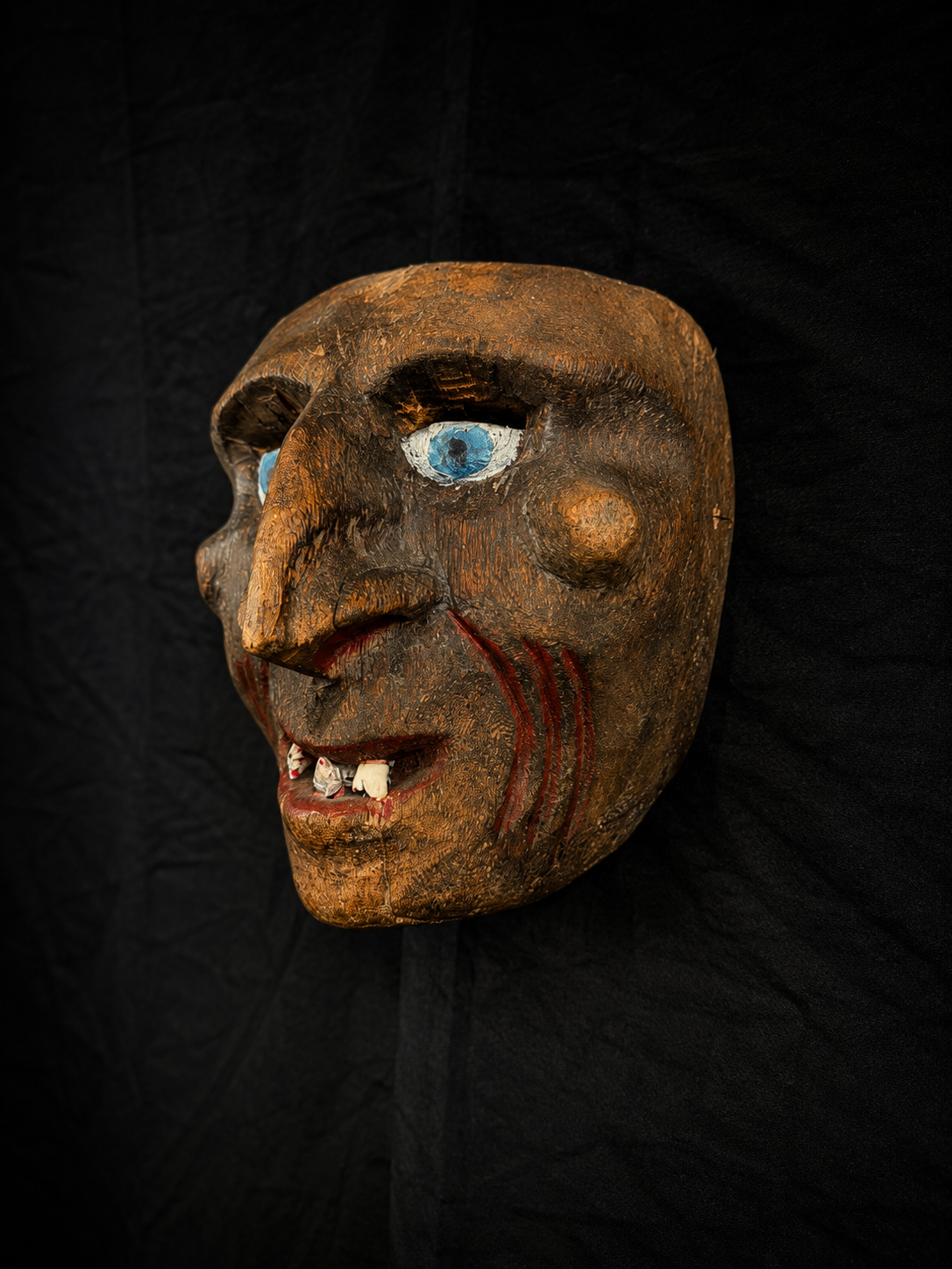 Antique Folk Witch Mask W/ Animal Teeth