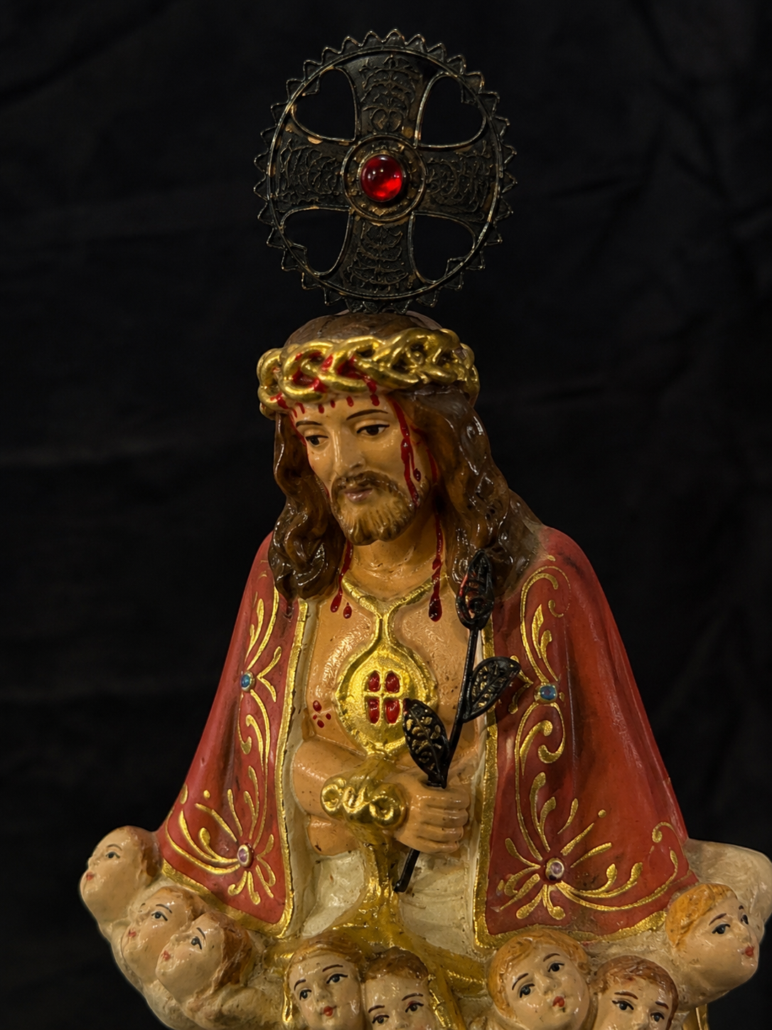 Mid-Century Portuguese Santo Cristo dos Milagres Shrine Sculpture