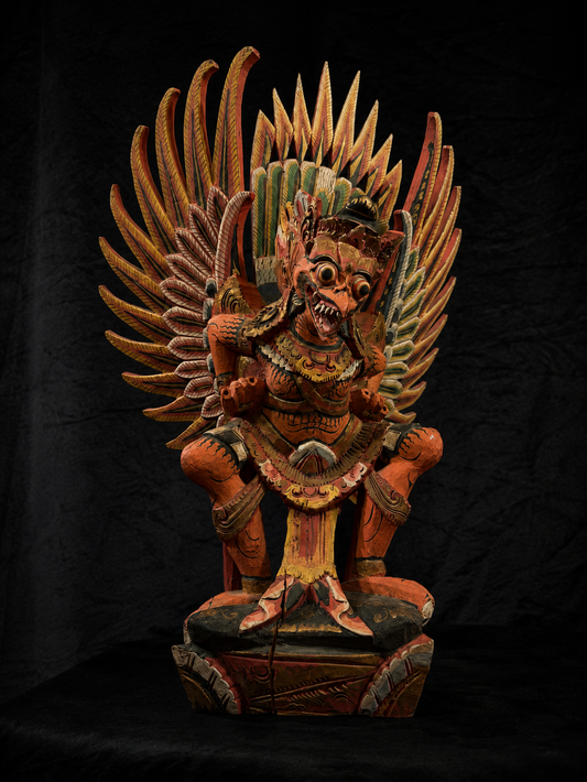 Large Vintage Balinese Polychrome Garuda Statue