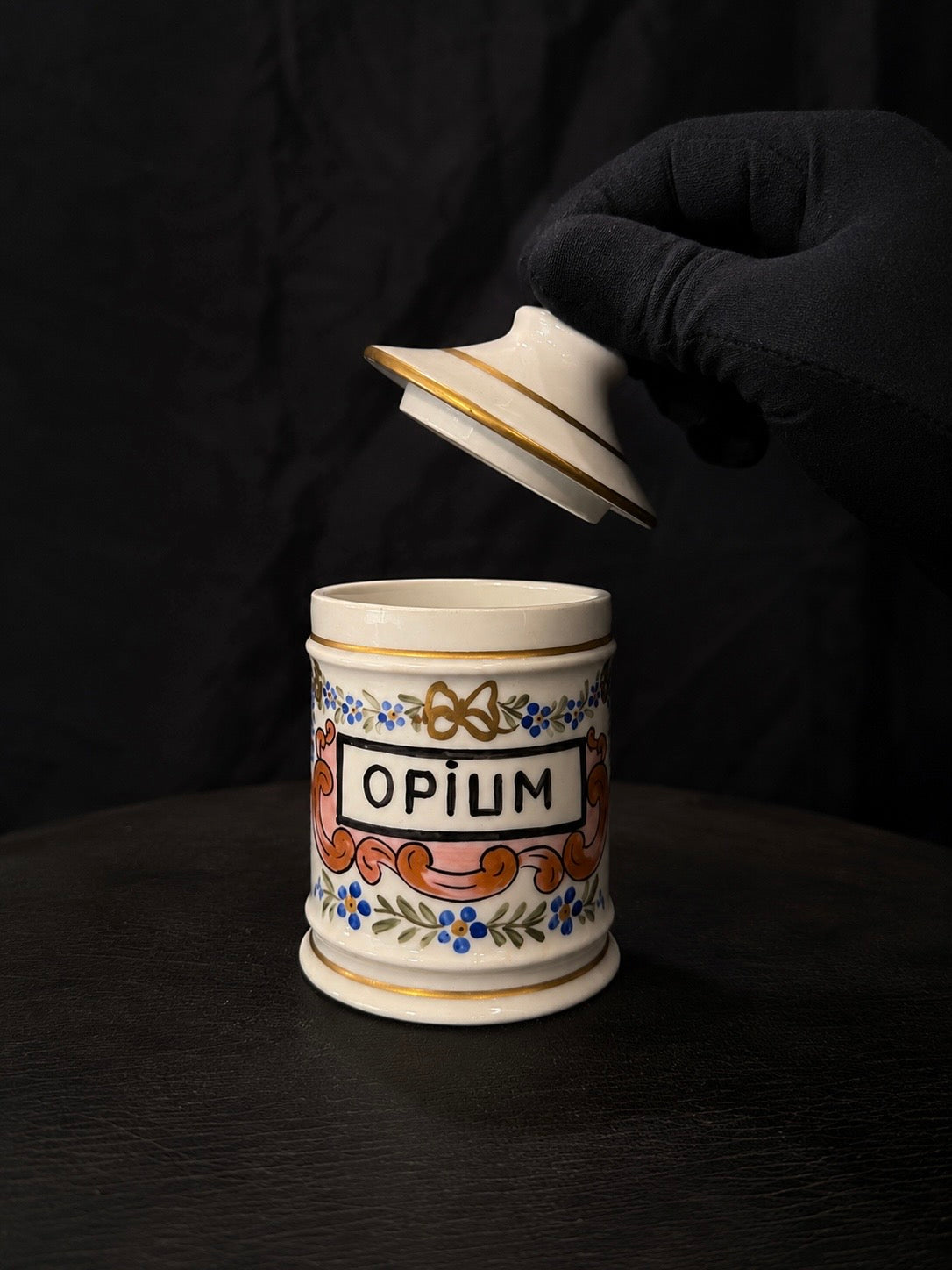 Vintage European Porcelain Apothecary Jar "OPIUM"