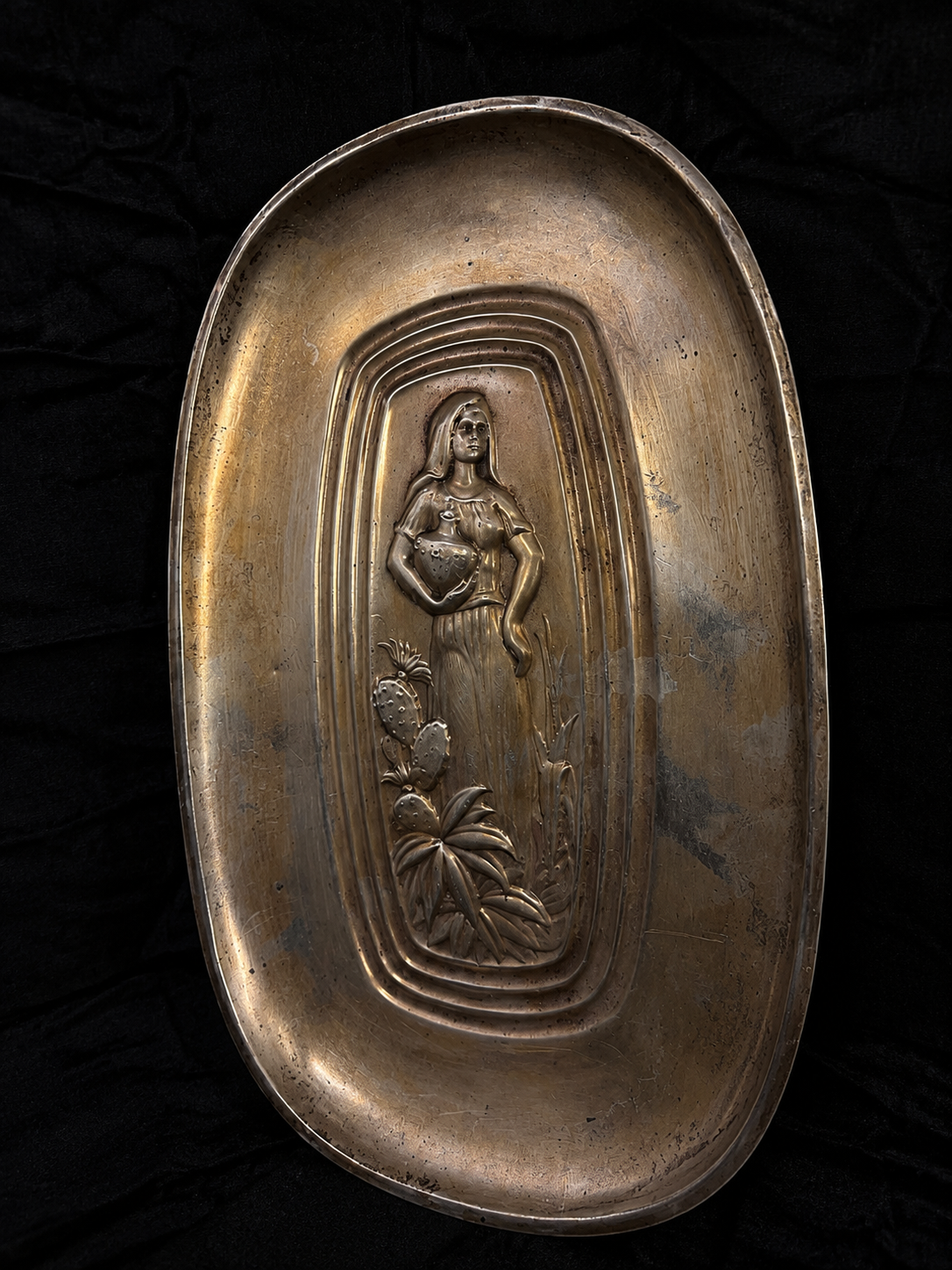 Mid-Century Repoussé Metal Serving Tray