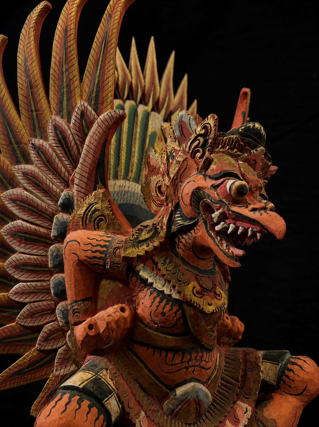 Large Vintage Balinese Polychrome Garuda Statue