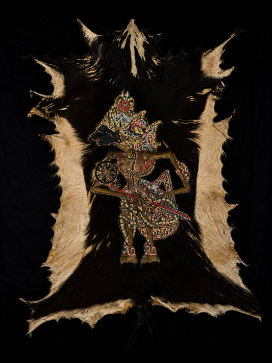 Vintage Javanese Wayang Deity on Pierced Goatskin