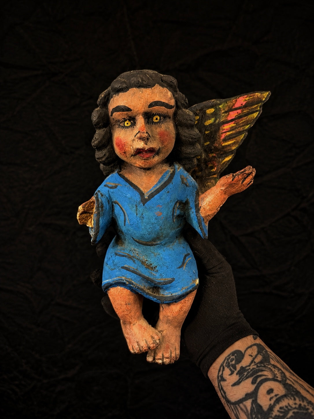 Antique Mexican Wood Angel Figure