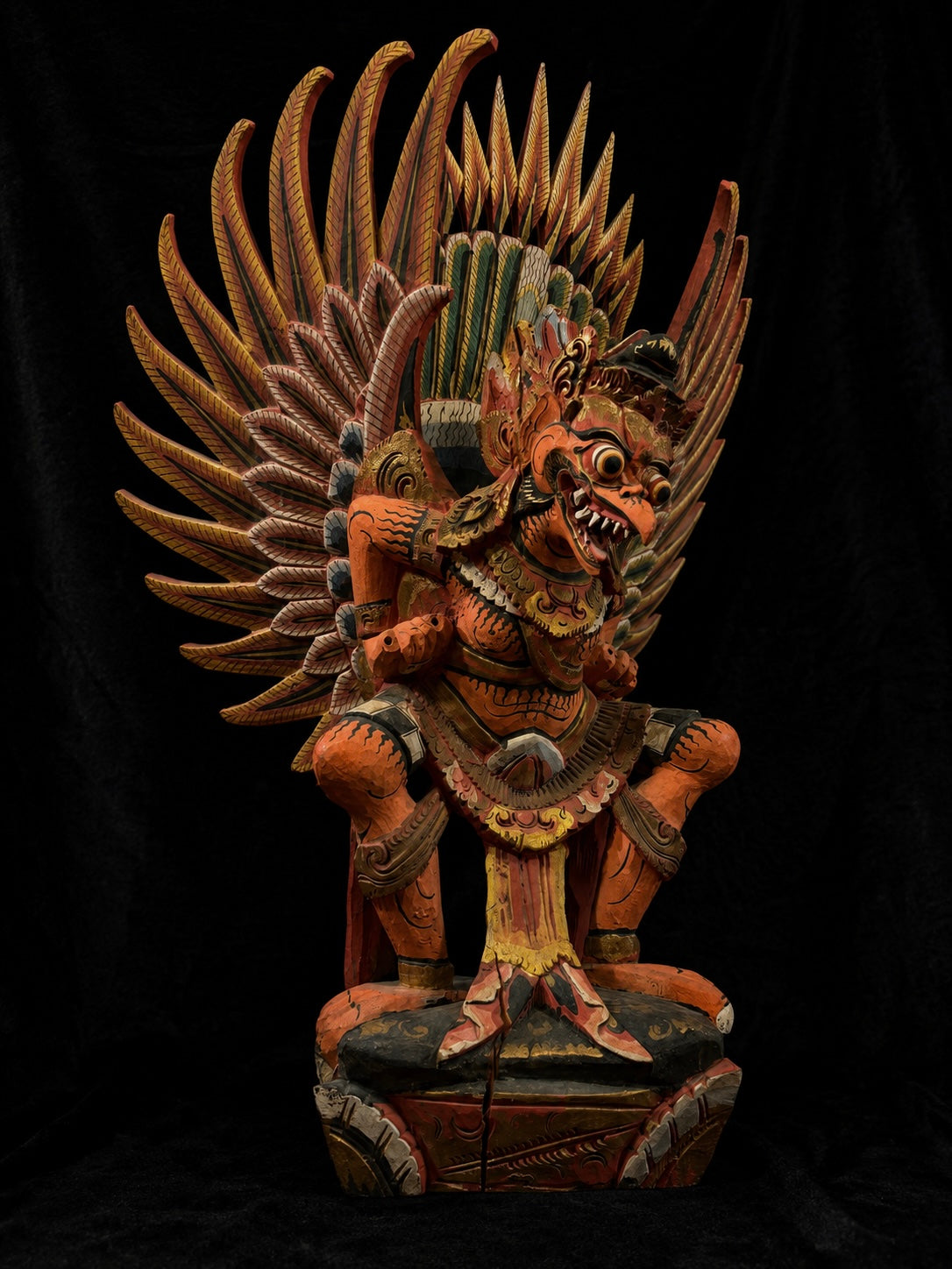 Large Vintage Balinese Polychrome Garuda Statue