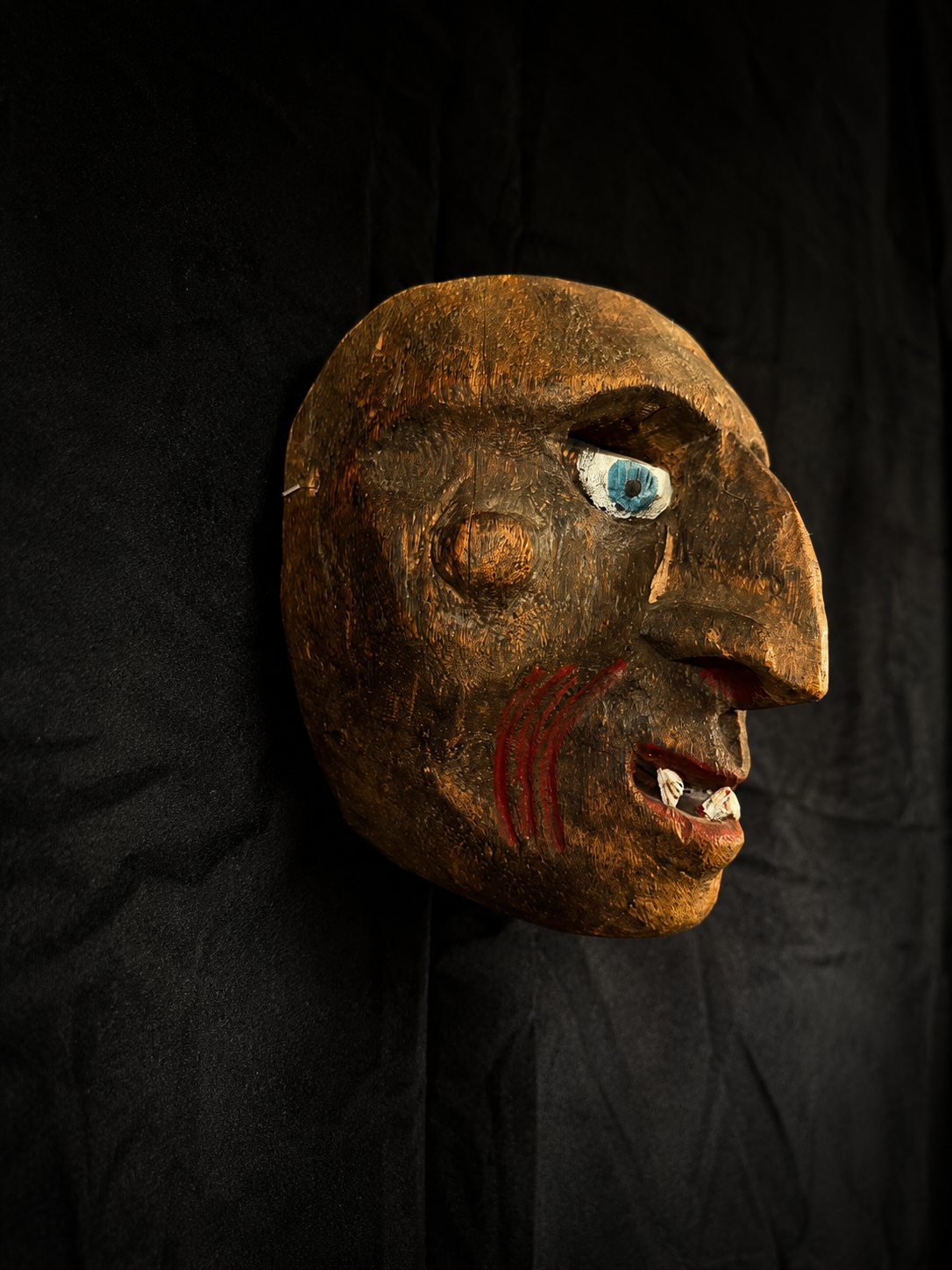 Antique Folk Witch Mask W/ Animal Teeth
