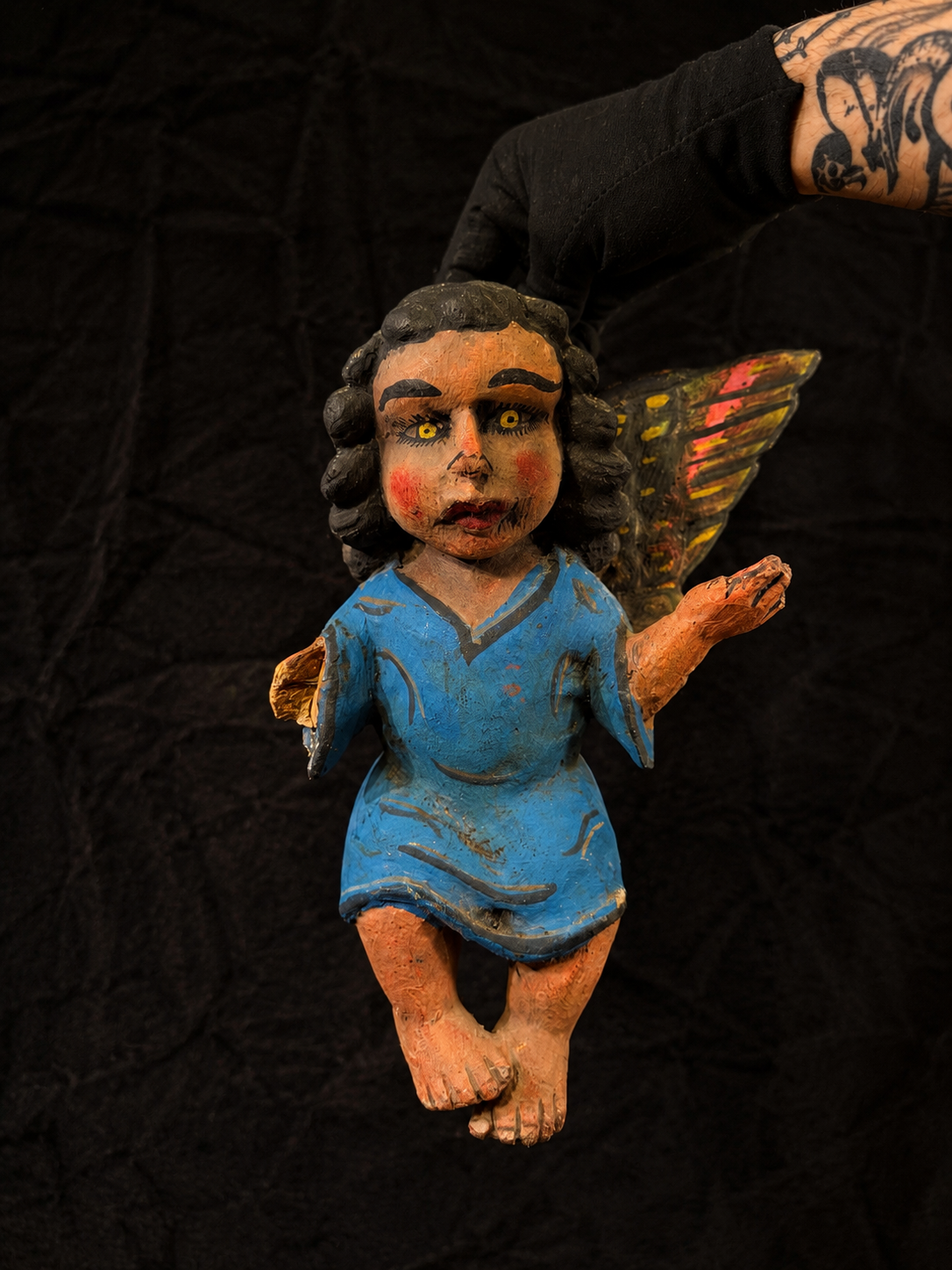 Antique Mexican Wood Angel Figure