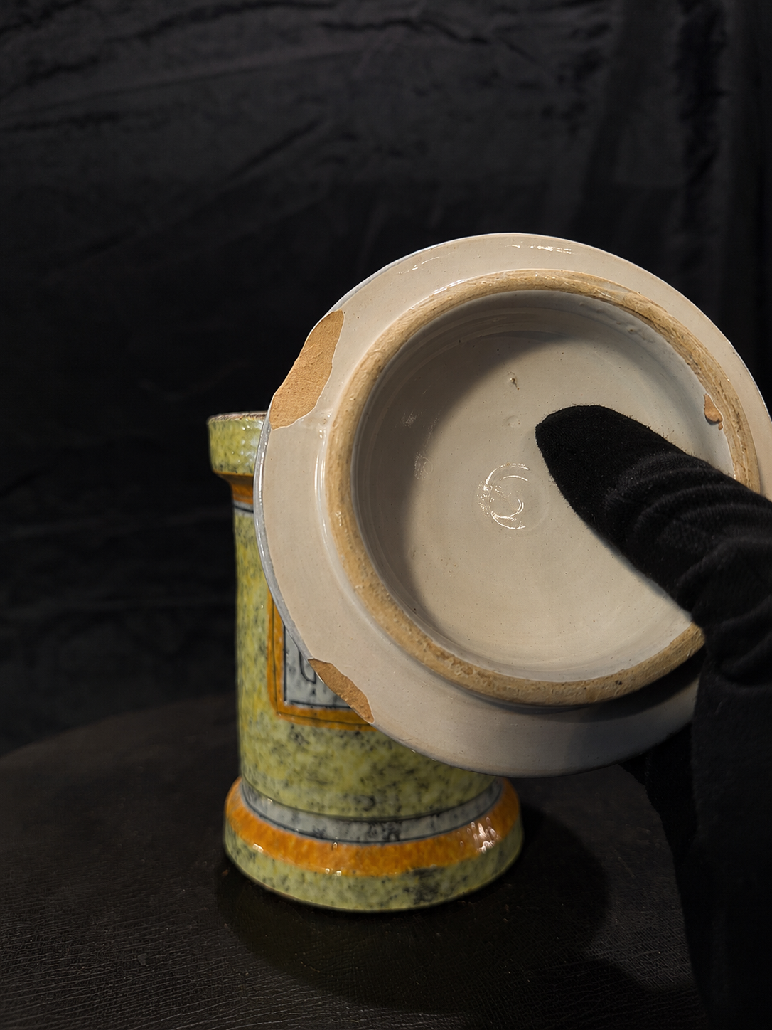 Mid-Century Italian Earthenware Apothecary Jar "Opium"