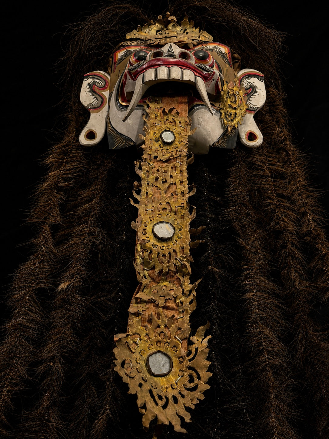 Vintage Balinese Rangda Witch Mask w/ Animal Hair
