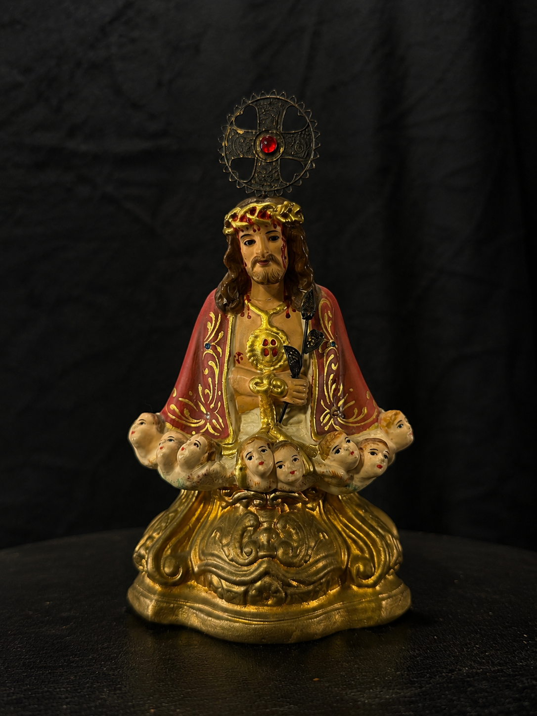 Mid-Century Portuguese Santo Cristo dos Milagres Shrine Sculpture