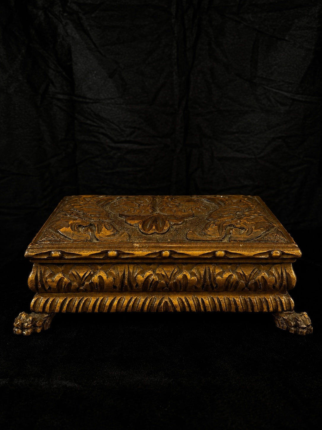 Mid-Century Hungarian Folk Art Casket Box w/ Original Silk Lining