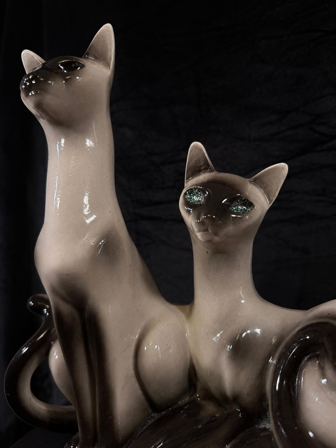 Vintage Mid-Century Siamese Cat Ceramic Sculpture
