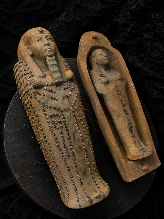 Egyptian Funerary Sarcophagus with Mummiform Figure