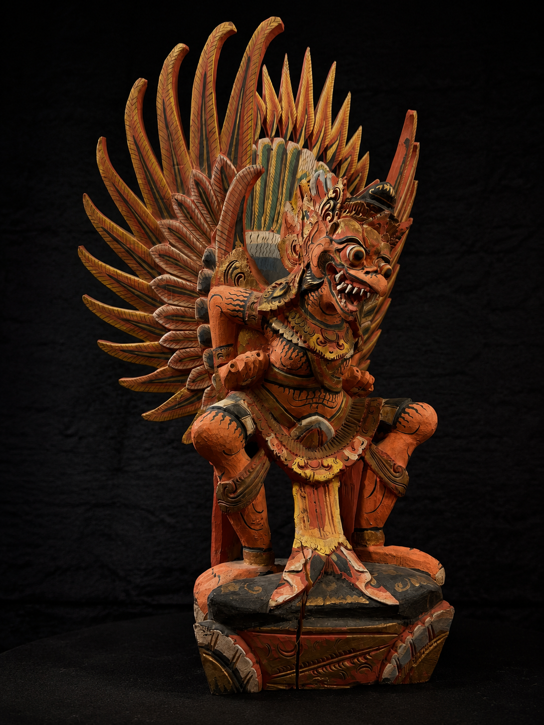 Large Vintage Balinese Polychrome Garuda Statue