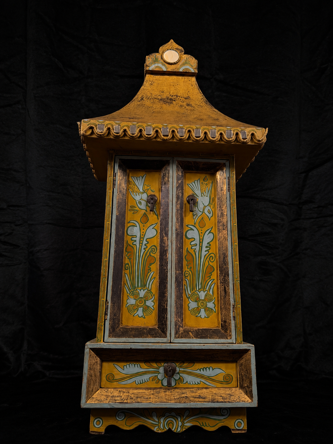 Vintage Mirrored Shrine Wall Cabinet