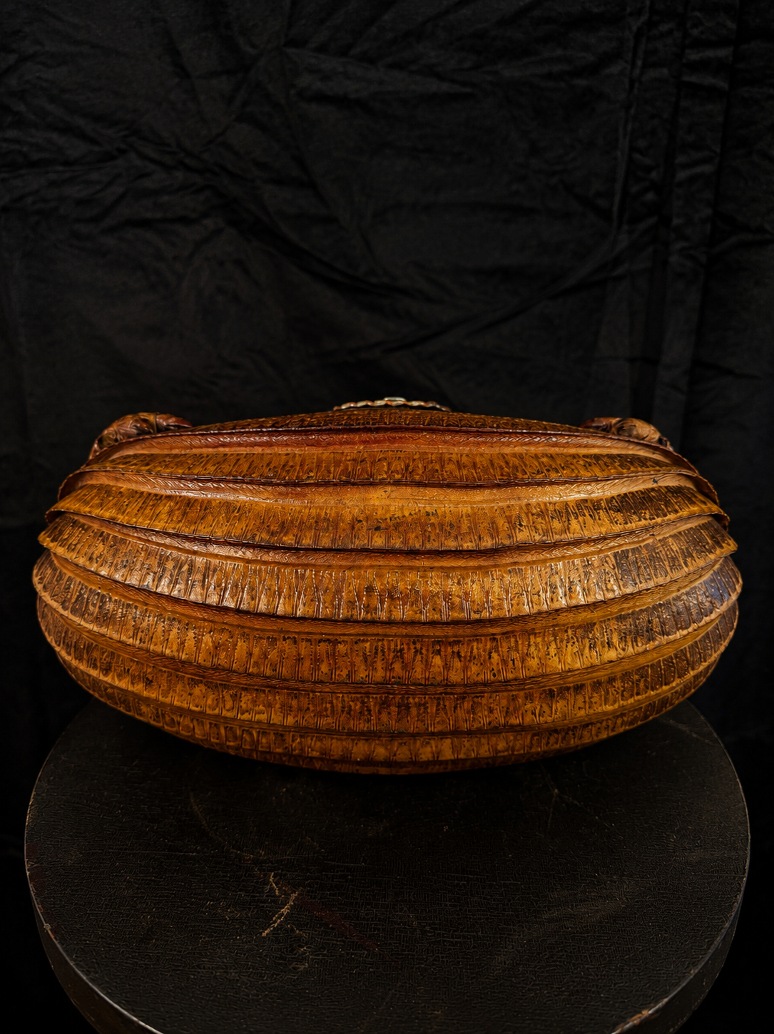 Mid-Century Taxidermy Armadillo Purse w/ Mirror & Braided Strap