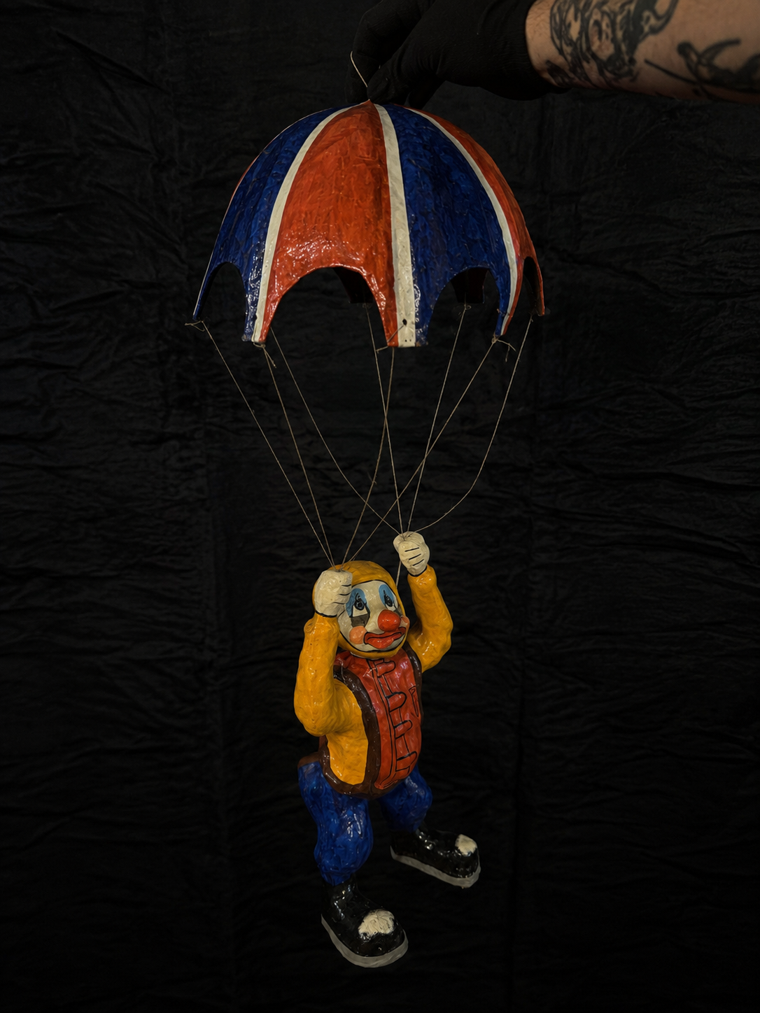 Vintage Papier-Mâché Parachuting Circus Clown #1