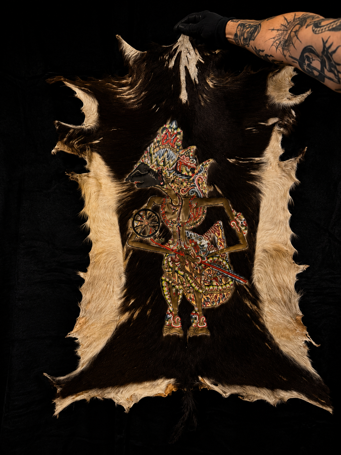 Vintage Javanese Wayang Deity on Pierced Goatskin