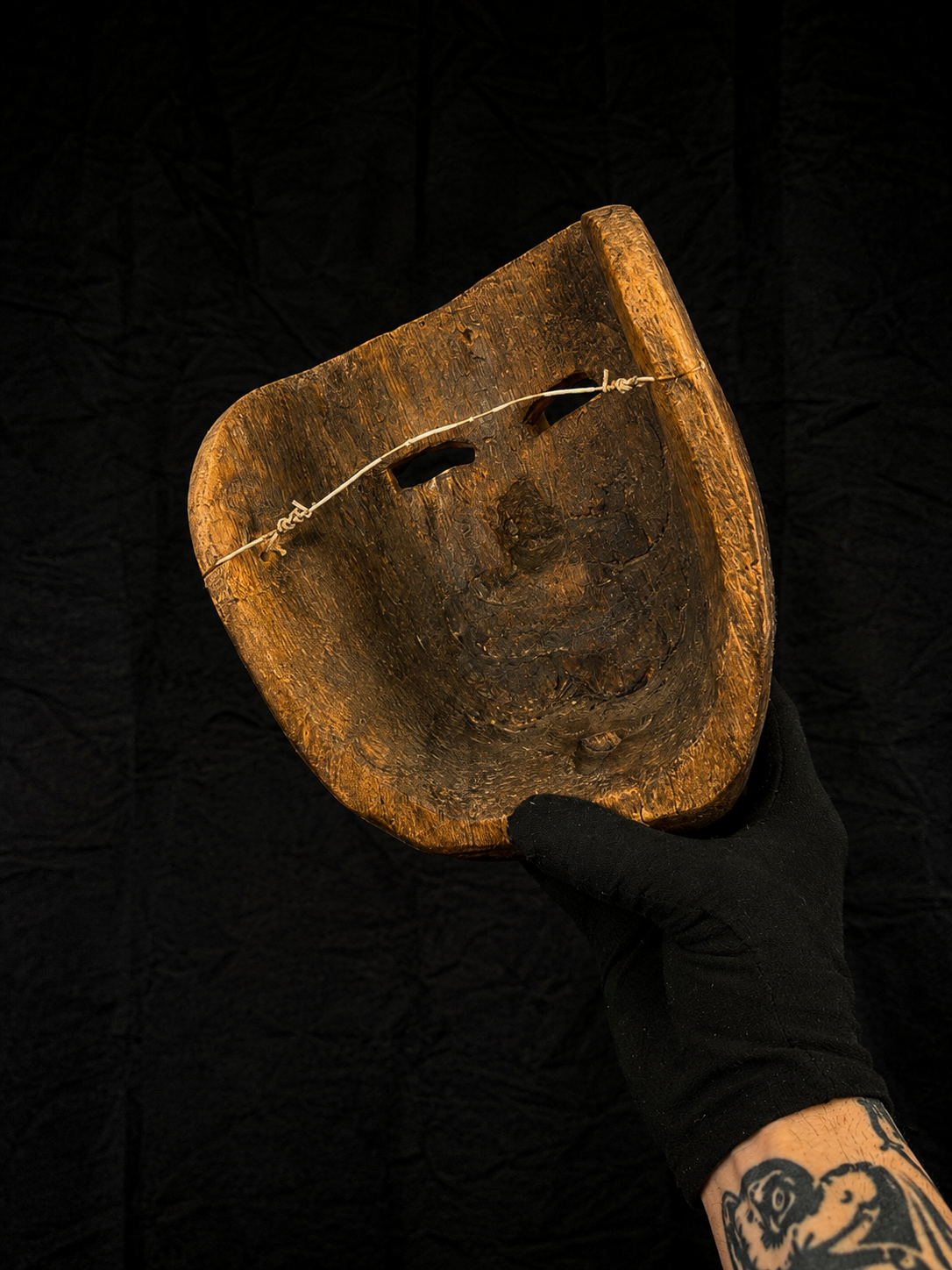 Antique Folk Witch Mask W/ Animal Teeth