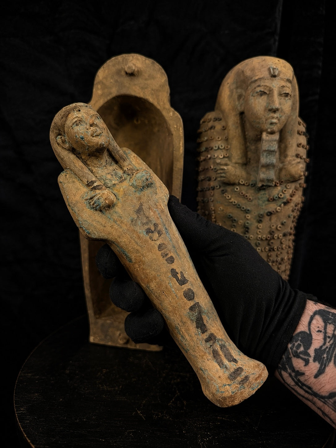 Egyptian Funerary Sarcophagus with Mummiform Figure