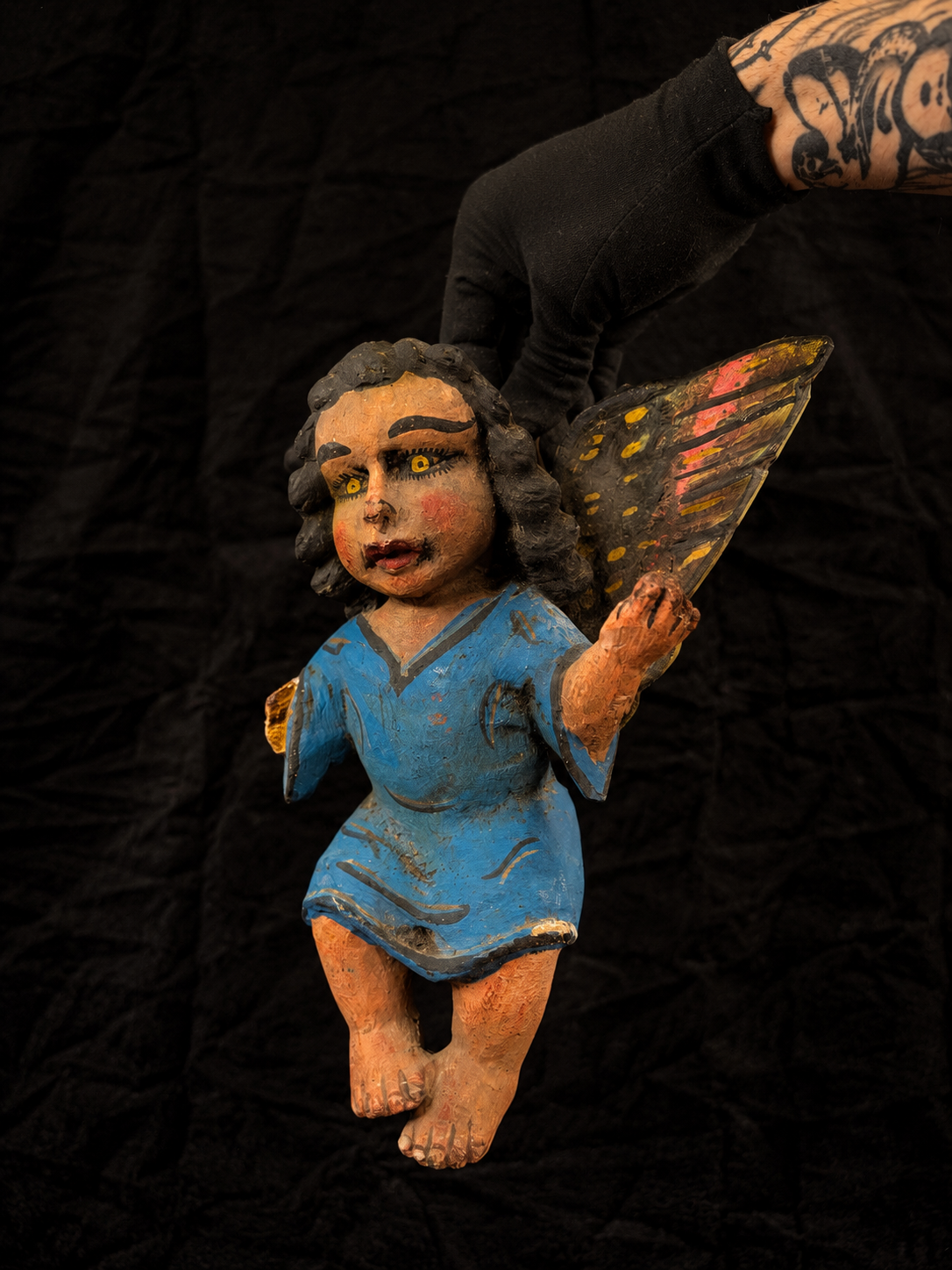 Antique Mexican Wood Angel Figure