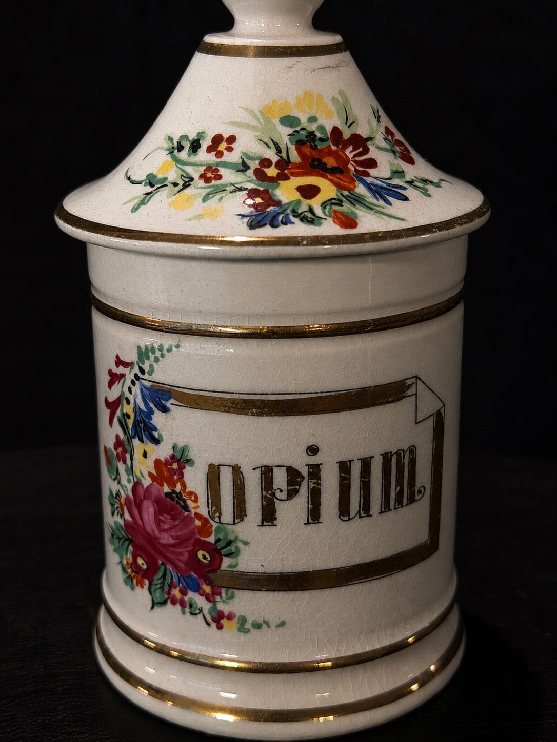 Early French Porcelain "OPIUM" Apothecary Jar