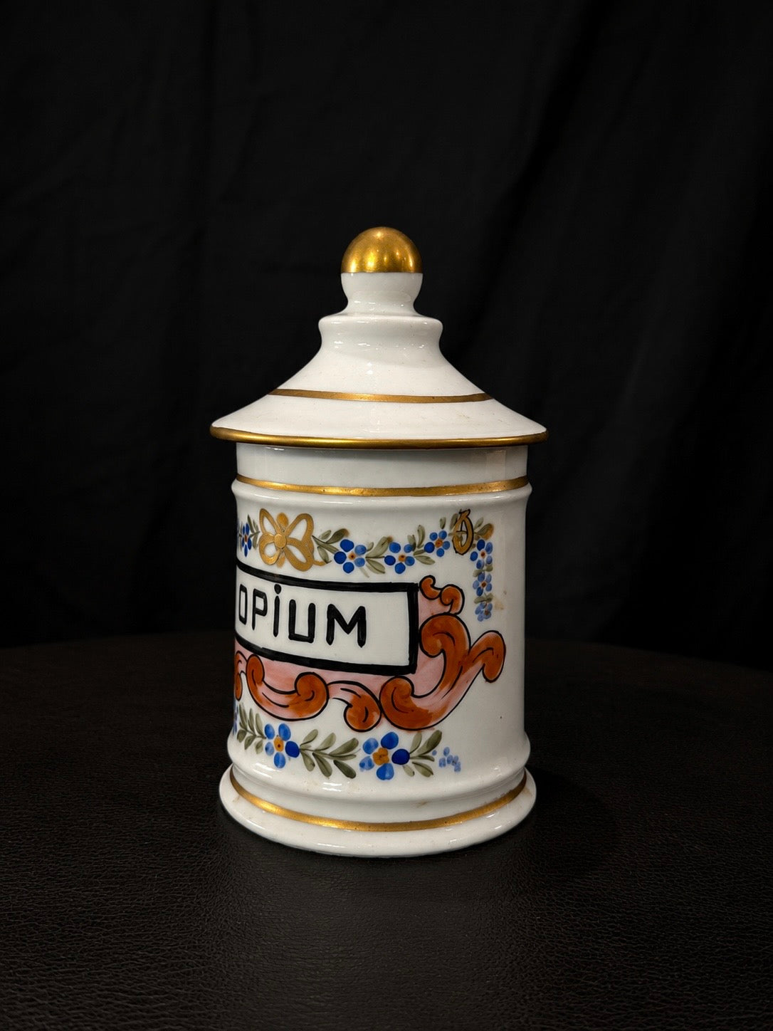 Vintage European Porcelain Apothecary Jar "OPIUM"