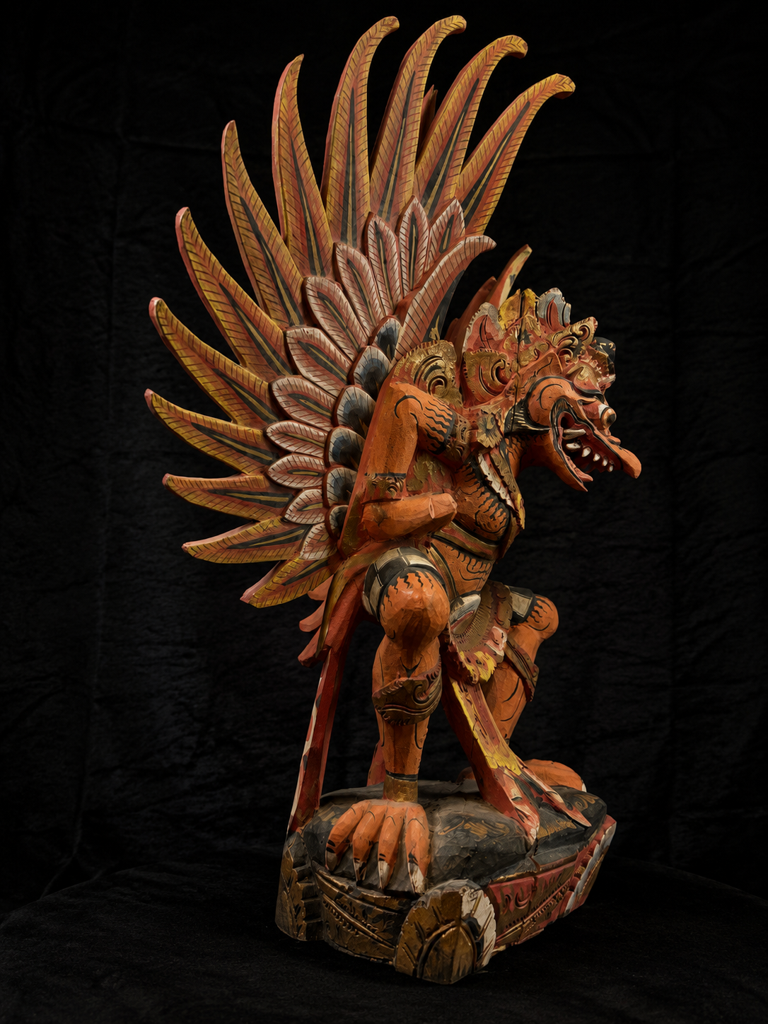 Large Vintage Balinese Polychrome Garuda Statue