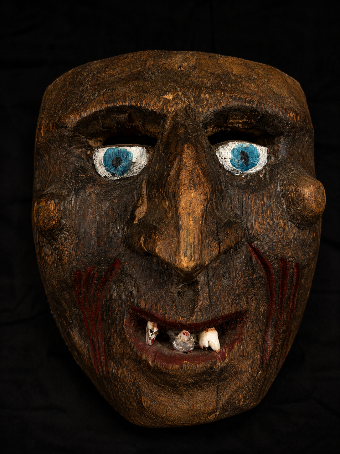 Antique Folk Witch Mask W/ Animal Teeth