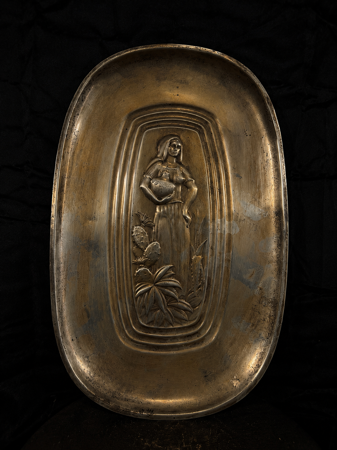 Mid-Century Repoussé Metal Serving Tray