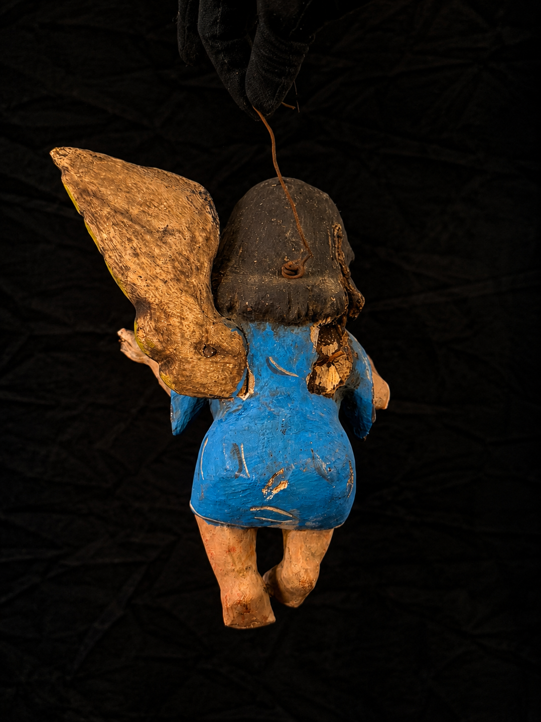 Antique Mexican Wood Angel Figure